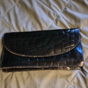 Black Embossed Leather Clutch Amelia Berko